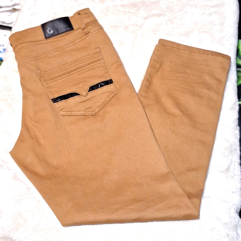 Mens Tan colored Fried-Denim Jeans